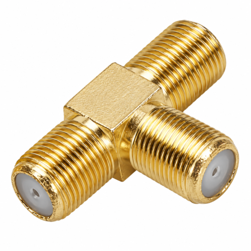 CONECTOR EN T PARA COAXIAL DORADO